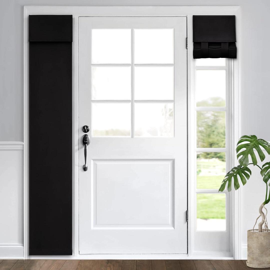 HOMEIDEAS Blackout Side Door Curtains, Front Door Curtains for Small Window, Privacy Shades for Sidelight, Thermal Insulated Window Covering, Black, 1 Panel, W12 X L68 Inch