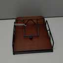 Baffect Napkin Holder For Table With Salt And Pepper Tray, Flat Napkin Dispenser With Weighted Arm,Black Napkin Storage For Dinner, Table Decor, Kitchen, Home Bar, Party, Hotel (Wood, Metal)