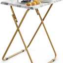 HUANUO Folding TV Tray Table -Stable Tray Table with No Assembly Required, TV Dinner Tray for Eating, Foldable Snack Tables for Bed & Sofa (Marbling), 14.9 in X 18.8 in X 26 in