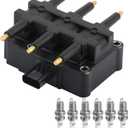 Ignition Coil Pack Spark Plug fit for 3.3 3.8 Chrysler Town & Country Pacifica, Dodge Grand Caravan, Jeep Wrangler 2001 2002 2003 2004 2005 2006 2007 2008 2009 2010, 1pc Coil & 6pcs Spark Plugs