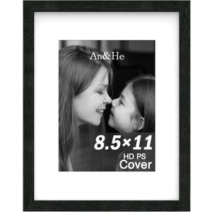 An&He 8.5x11 inch Picture Frame, Black Simple Photo Frame for Decorative Artwork, Suitable for Tabletop, Desk, Bookshelf and Wall Display, Photo Gallery Decor