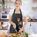 DILLMAN Kitchen Cooking Adjustable Aprons - Men Women Bib Soft Chef Stripes Apron with 2 Pockets (Black)
