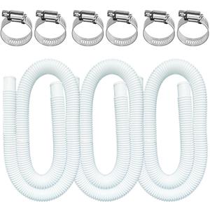 Pool Hoses for Above Ground Pools, 3 Pack 1.25 x 59 Inch Pool Filter Pump Hoses, Compatible with Intex Pool Filter Pump 607, 637 With 6 Metal Clamps