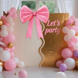 Large Pink Bow Decor, 35''25'' Big Bow Decorations for Birthday Party, Giant Velvet Felt Bow for Wedding Backdrop, Wall Decor, Baby Shower, Room, Christmas, Anniversary Decorations
