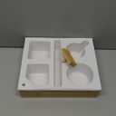 Couch Cup Holder Tray, Couch Caddy with Rotatable Phone Holder, Wooden Sofa Drink Holder with Handle for Bed Car Seat Beach Organizer, Anti-Spill for Snacks Beverage Remote White