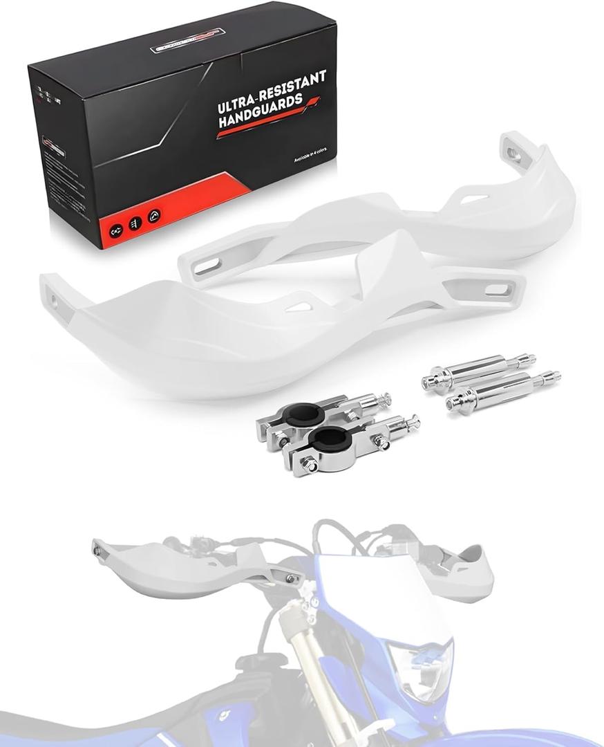 JFG RACING Dirt Bike Handguards,7/8" and 1 1/8" Handlebar Dirtbike Hand Guards Accessories Universal for CRF XR YZF XC KX 125 150 250 300 Motorcycle ATV Pit Bike Ebike Motocross Enduro MX-White