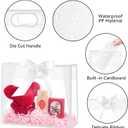 Ohuimrt 12 Pack Clear Plastic Gift Bags with Handles, Reusable Party Favor Bags with Ribbon for Wedding, Bachelorette Party, 12 x 10 x 5 Inch (White)