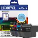 LC3017XL (BK/C/M/Y) High Yield Ink Cartridge 4-Pack (1 Each LC3017BK, LC3017C, LC3017M, LC3017Y) Compatible for Brother LC3017 LC3019 XL Ink Cartridges MFC-J5330DW MFC-J6530DW MFC-J6530DW Printer