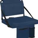 Stadium Seats for Bleachers with Back Support, Bleacher Seat Soft Cushion Light Weight, Includes Shoulder Strap & Cup Holder, Front & Back Zipper Pocket, Suitable for Sports Events, Navy