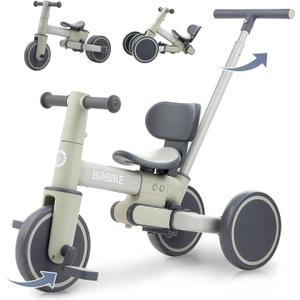 Bobike 5-in-1 Tricycle for Toddlers 18 Months to 5 Years Old, Toddler Bike, Kids Tricycle with Push Handle and Backrest, Toddler Balance Bike with Easy Assembly for Boys and Girls.(Green)