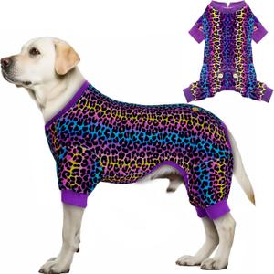 KYEESE Dog Pajamas Velvet Dog Pajamas Medium Sized Dogs Soft Dogs Clothes Pjs with Leopard Pattern Stretchy Pet Jammies Coat Comfy Pet Onesie Costume, 2X-Large (XX-Large (40-60lbs)