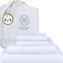 Threadmill Egyptian Cotton Queen Sheet Set | 100% Certified Egyptian Cotton Sheets for Queen Size Bed | Queen Bed Sheets Set with Snug Fit 16" Deep Pocket | Soft Cooling Sateen Bedding Set | White (Bright White Solid)