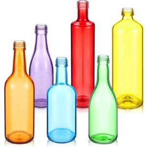 Zhehao 6 Pcs Colored Glass Bottles Decorative Glass Bottle for Bottle Tree 6 Shapes Empty Bottles for Garden Yard Outdoor Home Decor(Classic)