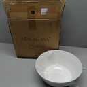 MALACASA Serving Bowls, 105oz Large Salad Bowls for Party, Entertaining, Big Ceramic Bowls for Soup, Fruit and Pho, 2-Pc Wide Bowl Set, White & Brown