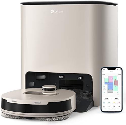 Lefant T1 Self-Cleaning Robot Mop, Smart Mapping Lidar dToF Sensors, No-Go Carpet, 5L Large Water Tank, 40°Hot Air Washing and Drying Mop, Compatible with Alexa, Ideal for Multiple Rooms
