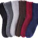 DYW Mens Fuzzy Slipper Socks Super Soft Cozy Fluffy Winter Warm Sleeping Socks (Large, 5 Pairs Solid Colors)