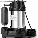 LANCHEZ 1/2 HP 5200 GPH Submersible Sump Pump Cast Iron and Stainless Steel with Integrated Vertical Float Switch, Sewage/Effluent Pump for Basement, Basin, Sewage System, 1-1/2" NPT Discharge