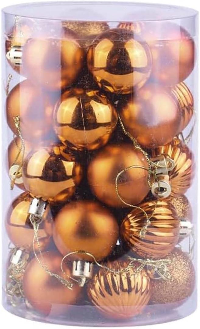 34Pcs Christmas Balls - Shiny, Glossy, Matte, Glitter, and Mirror Finish Christmas Ornaments, PVC,Gold