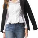 SUNNOW Women's Cinched Waist Long Sleeve Poplin Shirt Corset Seam Detail Blouse with Peplum Hem & Button Cuffs for Office White (White, L)