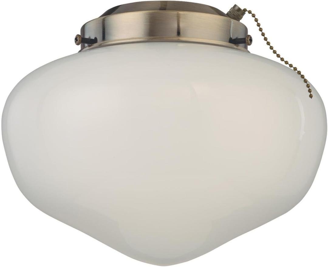 Westinghouse 7785100 LED Schoolhouse Indoor/Outdoor Energy Star Ceiling Fan Light Kit, Antique Brass Finish with White Opal Glass