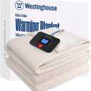 Westinghouse Twin Size Heated Blanket, Electric Blanket Twin with 10 Heating Levels and 1-12 Hours Auto-Off, Flannel to Sherpa Reversible, Flower Jacquard Heated Blanket, 62 x 84 inch, Beige