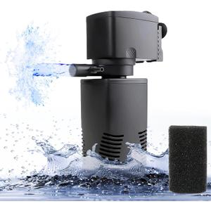 Fish Tank Filter for 15-40 Gallon Tank, 160 GPH Crystal Clear Powerful Internal Aquarium Filters Submersible Pump& Filter System for Fish Tank & Turtle Tank (Black)