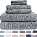 Everplush Diamond Jacquard 6 Pieces Bath Towel Set, Luxury Super Soft Oversized Towels, Highly Absorbent Diamond Jacquard Quick Dry Bath Towel for Bathroom Dusk