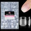 UNA GELLA Extra Short Square Oval Nail Tips 216pcs Pre-shaped Half Matte Square Round Gel Nail Tips Full Cover Squoval Clear Acrylic Fake Nails for Press on Nail Extensions Home DIY Salon 12 Sizes
