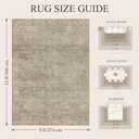 9x12 Washable Boho Area Rug, Beige Green Farmhouse for Living Room
