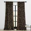 StangH Back Tab Gold Velvet Curtains 96 inches Long, Vintage Print Floral Home Decoration Thermal Insulated Privacy Panels for Living Room Sliding Door/Backdrop, W52 x L96, 2 Panels