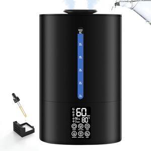 Coolfiqu 6L Humidifiers for Bedroom Large Room Home,Cool and Warm Humidifier for Baby and Plants Hot Mist Top Fill Desk Humidifier Oil Diffuser,Quiet,Auto Mode,360°Nozzle-Midnight Black(2026 Upgraded)