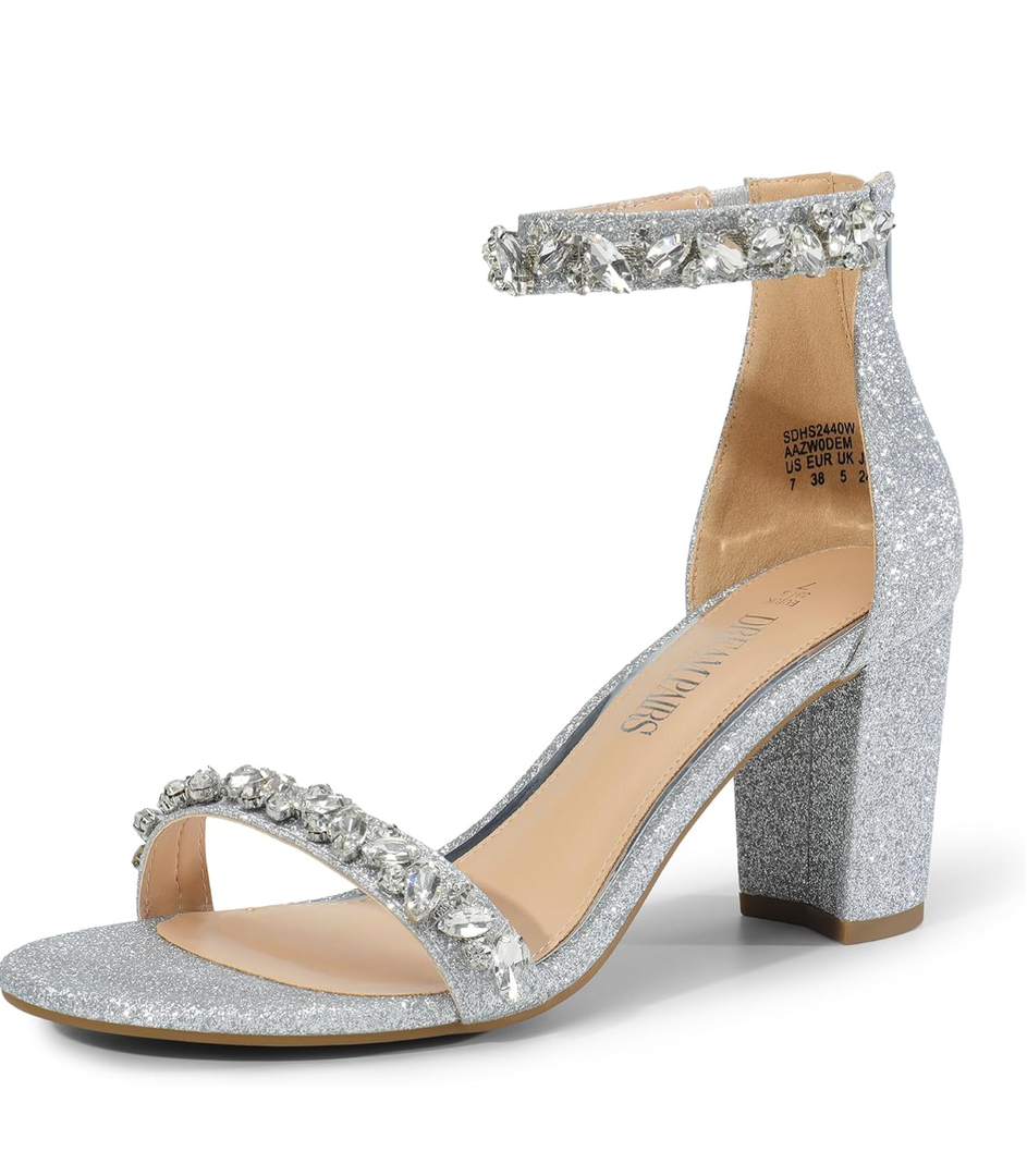 DREAM PAIRS Women's Chunk Low Heel Pump Sandals, Size 6.5