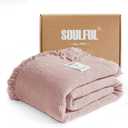 SOULFUL Muslin Throw Blanket with Tassels - Soft Full Size Cotton Throw Blanket for Couch or Bed, Lightweight and Breathable Gauze for All Seasons, LightChampagne, 66" x 90"