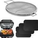 Splatter Shield and 3PCS Grill Mat Set for Ninja Foodi IG651, IG600, IG601, Replacement Stainless Steel Splatter Screen Air Fryer Accessories for Ninja Foodi Smart XL Pro 7-in-1 Indoor Grill