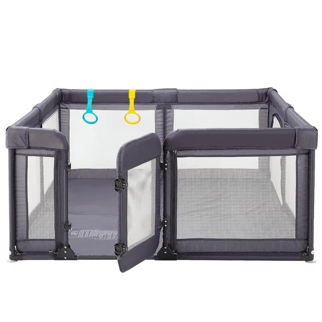 Baby Playpen,Extra Large Playpen for Babies and Toddlers, Sturdy Play Pen Play Yard with Safety Gate,79x71Baby Play Pen(Deep Grey)