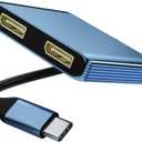 DisplayPort Splitter for Dual Monitors, 4K@60Hz USB C to Dual DisplayPort Splitter Adapter for Extended Display with 2 Displayports/USB3.0/100W PD Fast Charging, Compatible with MacBook/HP/Dell/Lenovo