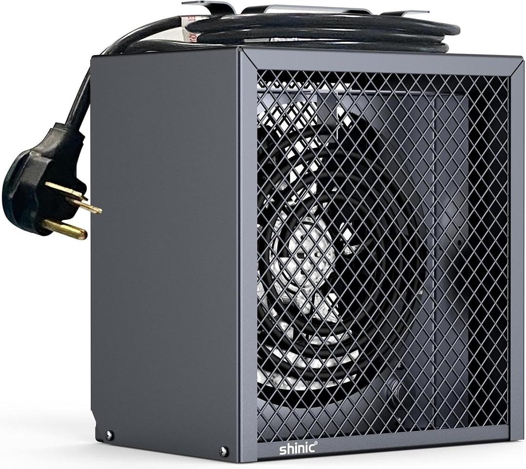 Shinic Electric Garage Heater 240V, 4,800-watt Fan-Forced Industrial Heater, With Thermostat Control, Carrying Handle, Heavy Gauge Steel, Nema 6-30P Garage Heaters for Workshop, Construction Site