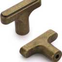 Lardmon 10 Pack Antique Brass Cabinet Knobs Rectangle Drawer Knobs Modern Single Hole Cabinet Pulls Solid Cabinet Handles Drawer Pulls Heavy Duty Kitchen Cabinet Hardware for Dresser Cupboard Wardrobe
