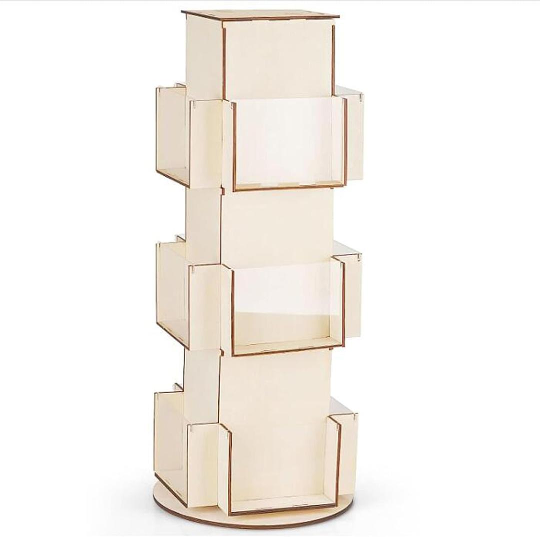 Natheeph Wooden Card Display Rotating Display Stand, 3 Tier Trading Card Display Stand, Greeting Card Display Stand for Vendors Card Collectors, Showing Sports Card, Brochure, Postcards, Sticker