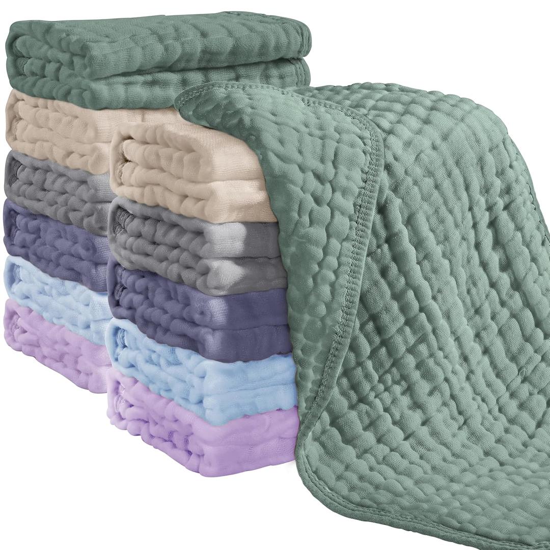 Looxii Muslin Burp Cloths 100% Cotton Muslin Cloths 12 Pack Large 20''x10'' Extra Soft and Absorbent Baby Burping Cloth for Boys and Girls (Multicolor) Looxii Muslin Burp Cloths 100% Cotton Muslin Cloths 12 Pack Large 20''x10'' Extra Soft and Absorbent Baby Burping Cloth for Boys and Girls (Multicolor)