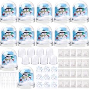 Poen 24 Set Christmas Snowman Snow Globe Kits for Kids Bulk Create Your Own Snowman Snow Globe Craft Kit DIY Holiday Craft Kits for Christmas Decorations Arts Craft for Christmas Activities