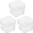 6pcs Clear Acrylic Storage Container, Desk Organizer Drawer Square Tray, Small Makeup Vanity Storage Bins Widely for Kitchen Cabinet, Tool, Office Desk, Gadgets, Pens, Paper Clips, No Lid