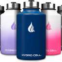 HYDRO CELL Stainless Steel Insulated Water Bottle with Straw - For Cold & Hot Drinks - Metal Vacuum Flask with Screw Cap and Modern Leakproof Sport Thermos for Adults (Navy 64oz)