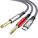 Tisino USB C to 1/4 inch Audio Cable, USB C to Dual TS Mono Cable, 6.35mm TS to Type C Y-Splitter Audio Cable for Smartphone, Tablet, Laptop Link to Amplifier, Mixing Console, Speaker - 6.6 Feet