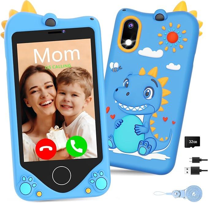 PROGRACE Kids Smart Phone - Talk & Text, Safest Cell Phone for Kids & Teens - Educational Learning Toys, 4.2" Touchscreen, Dual Camera, Games, Christmas Birthday Gifts for Boys Girls Ages 5-14, Blue