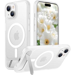 Magnetic Compatible with iPhone 15 Plus Case & iPhone 14 Plus Case, [Built-in Invisible Kickstand][Compatible with MagSafe][Military Grade Shockproof] Slim Translucent Matte Phone Case 6.7"