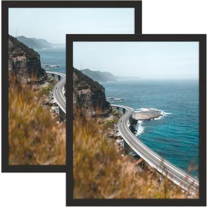 COREAET 16X20 Picture Frames Made of Solid Wood with High Definition Plexiglass, Black Poster Frame for Vertical or Horizontal Wall Display, 2 PACK