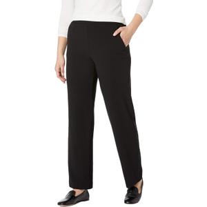 Briggs New York Womens Pull On Dress Pants Work Business Casual Slacks Tummy Control Straight Leg Trousers with Pockets (Black, M)