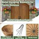 4 Pack 16 Inch Hanging Planters for Outdoor Plants, Metal Hanging Basket with Coco Coir Liner, Black, Modern