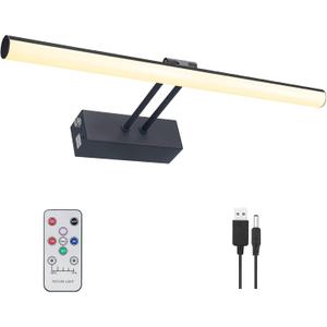Black Picture Lights for Wall, Battery Operate Painting Light with Remote,16 inch Led Art Light for Wall Sconce, Wireless Wall Light, Rechargeable Picture Frame Light,Cordless Gallery Light (Black)